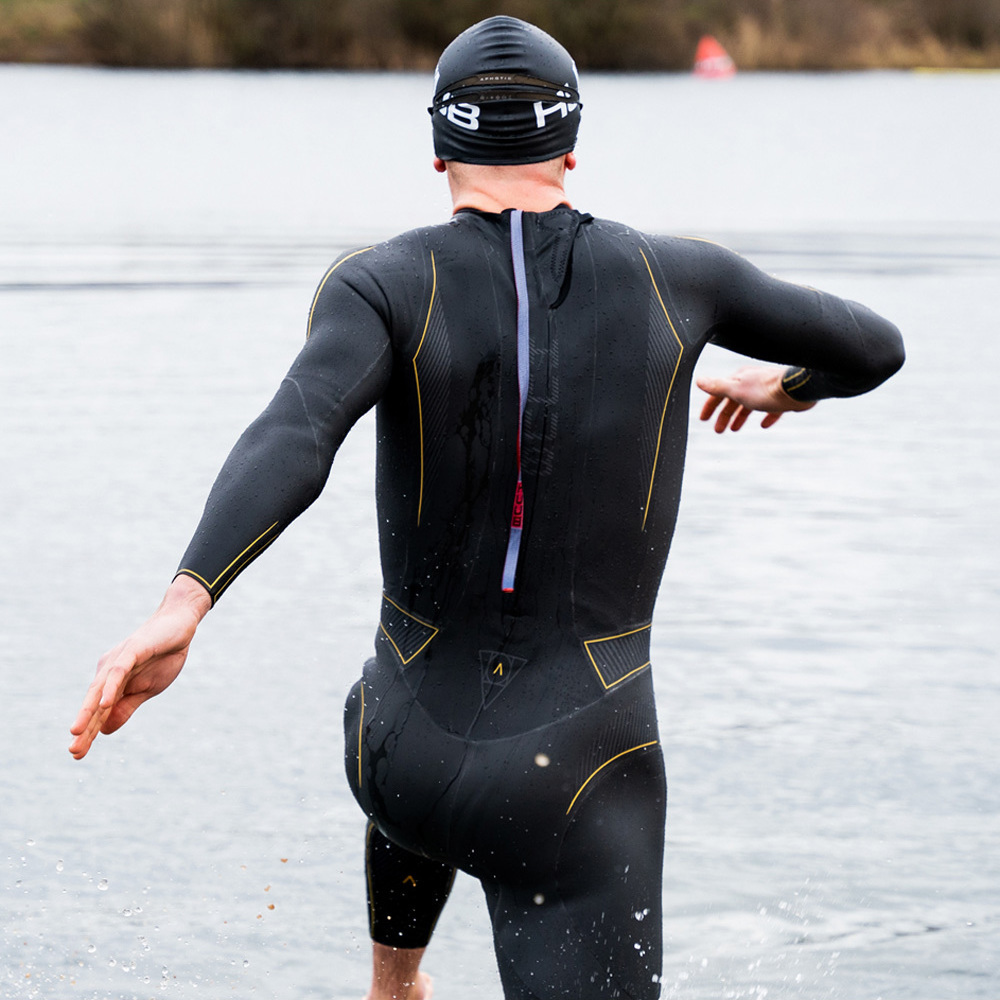 2026 Huub Mens Alchemy 3/5mm Back Zip Swim Wetsuit ALCHEMY1 - Black / Grey / Gold